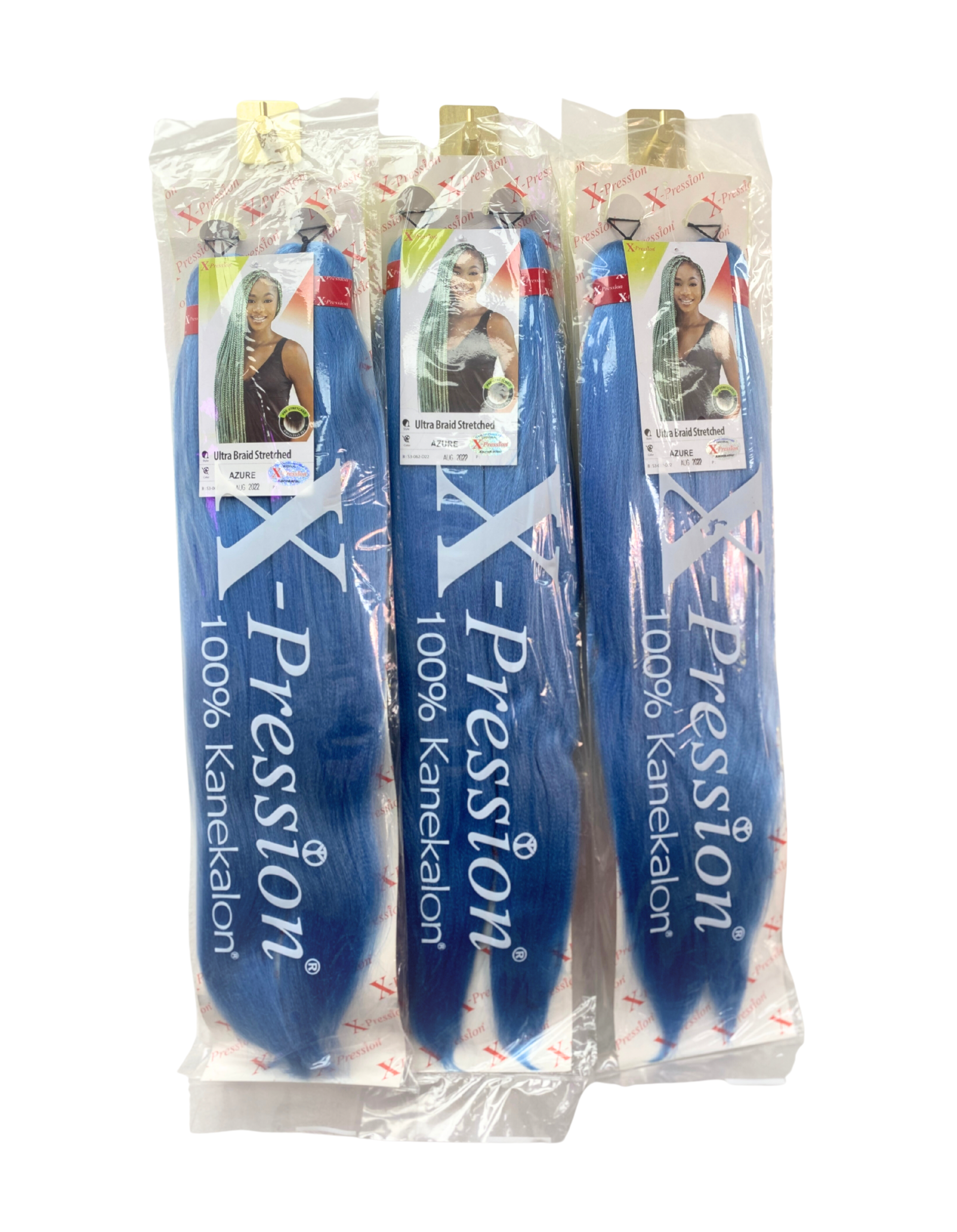 3 pack bundle X Pression hair 100 Kanekalon colour Azure